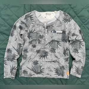Scotch & Soda Light Gray Tropical Jacquard Knit Henley